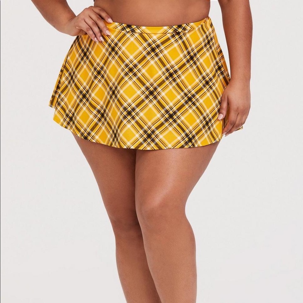 Torrid Yellow Plaid High Waist Skater Swim Skirt SZ 3X EUC